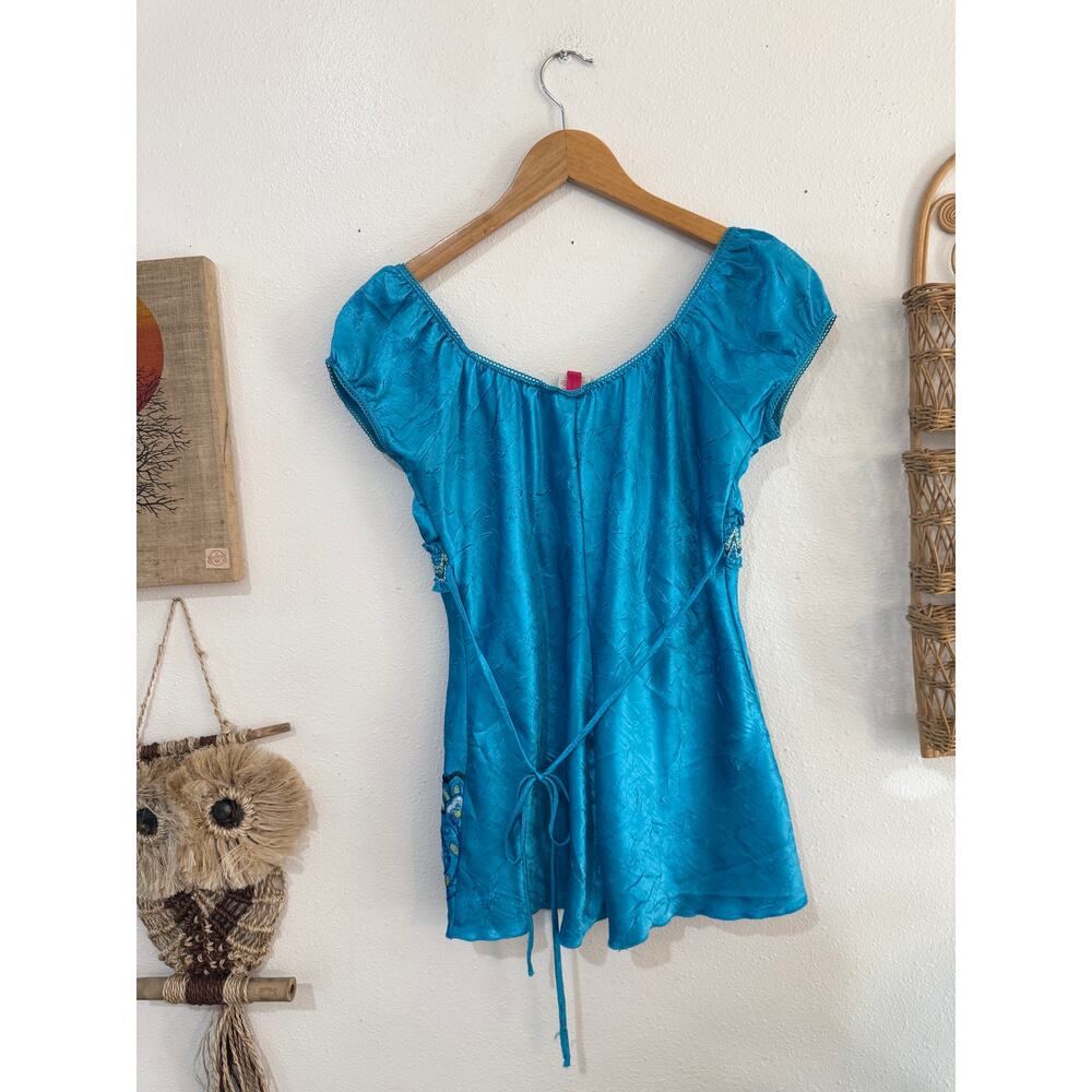 Y2K Blue Fairy Peasant Top - Picture 9 of 10